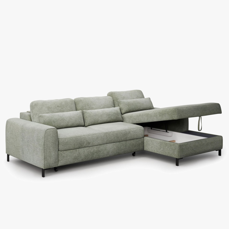 Rohová sedací souprava s funkcí spaní a úložným prostorem prava