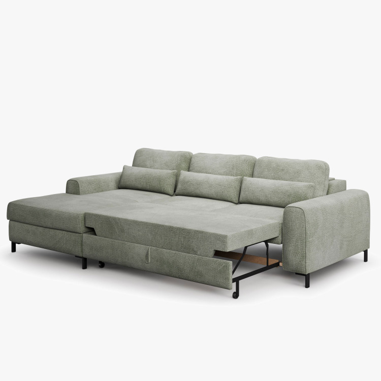 Rohová sedací souprava s funkcí spaní a úložným prostorem leva