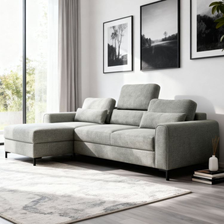 Rohová sedací souprava s funkcí spaní a úložným prostorem leva