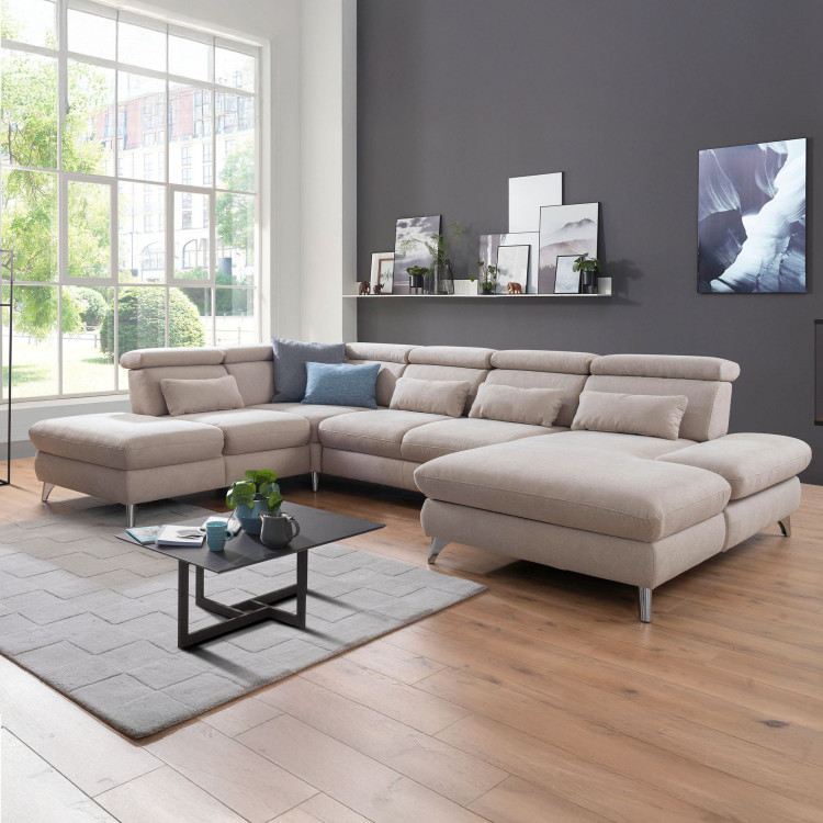 Sedací souprava Carolina ve tvaru písmene U s možností funkcí, béžová