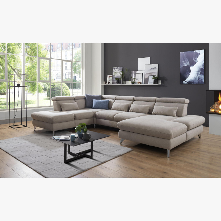 Sedací souprava Carolina ve tvaru písmene U s možností funkcí, béžová