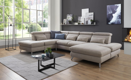 Sedací souprava Carolina ve tvaru písmene U s možností funkcí, béžová