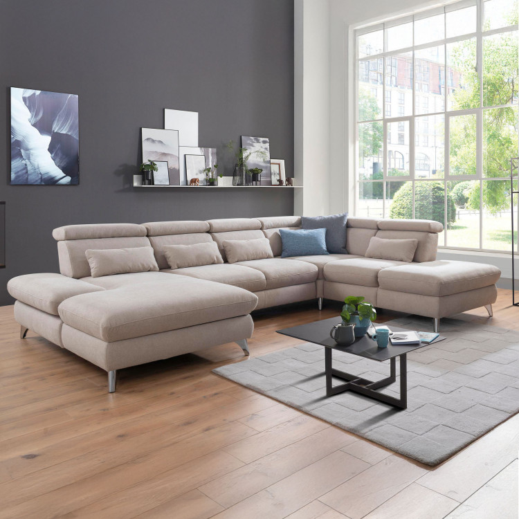 Sedací souprava Carolina ve tvaru písmene U s možností funkcí, béžová