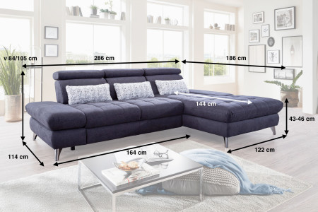 Rohová sedačka Carolina s možností funkcií, Roh vpravo