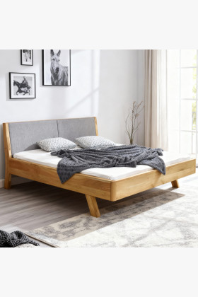 Posteľ z masívu - látkové čelo sivé Marina 180 x 200 cm