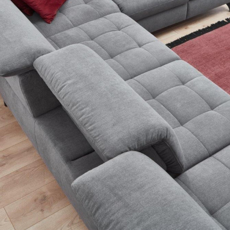 Sedací souprava Carolina ve tvaru písmene U s možností funkcí, sivá