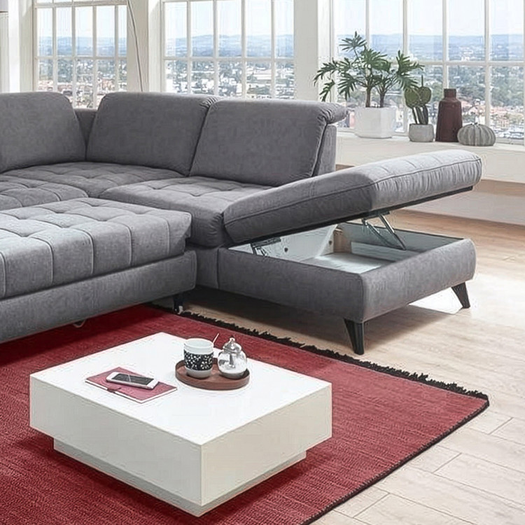 Sedací souprava Carolina ve tvaru písmene U s možností funkcí, sivá