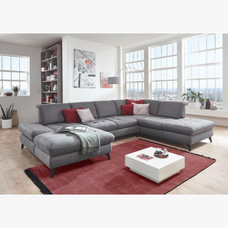 Sedací souprava Carolina ve tvaru písmene U s možností funkcí, sivá