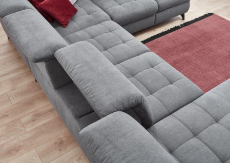 Sedací souprava Carolina ve tvaru písmene U s možností funkcí, sivá