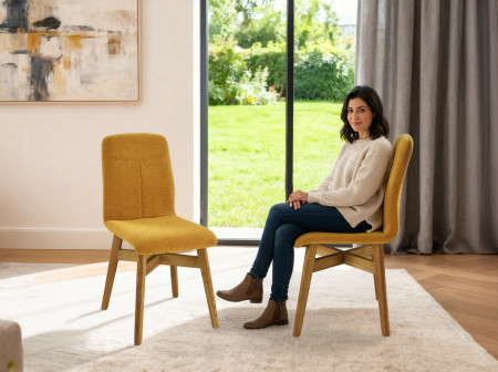 Židle jídelní YORK, žlutá - easy clean