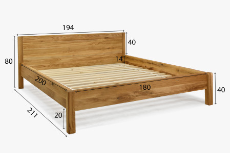 Dubová postel z masivu 180 x 200 cm