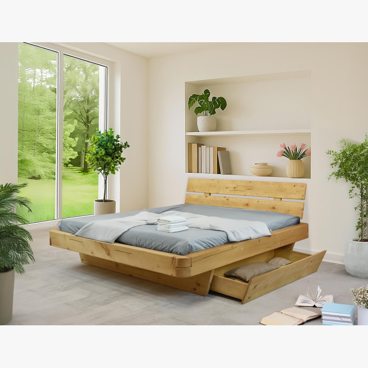 Poctivá postel z masivu smrk 180 cm Včetně šuplíků pod postel