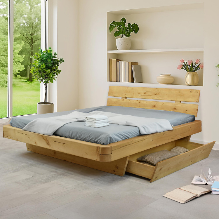 Poctivá postel z masivu smrk 180 cm Včetně šuplíků pod postel