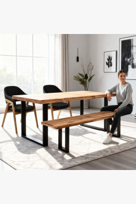 Jídelní stôl z dubového dreva 200 x 100 cm, prírodný vzhľad 2