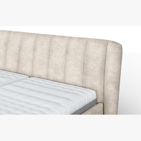 Moderná čalúnená posteľ s úložným priestorom piesková, 160 × 200 cm