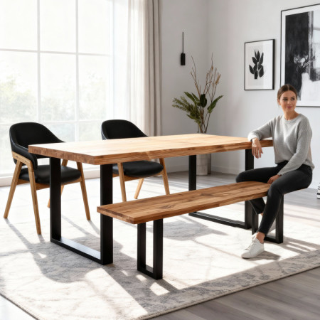 Drevená masívna lavička dub bez operadla 160 cm