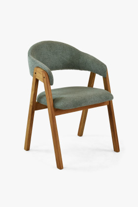 Dubová stolička s podrúčkami, sivá matná