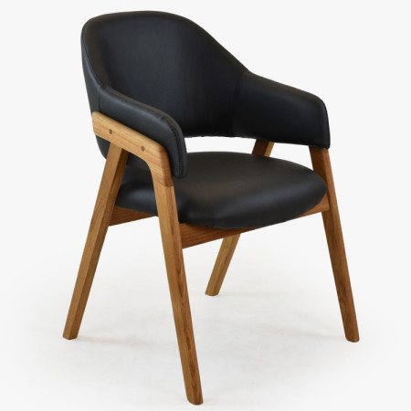 Dubová stolička s podrúčkami, čierna