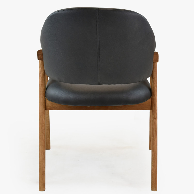 Dubová stolička s podrúčkami, čierna