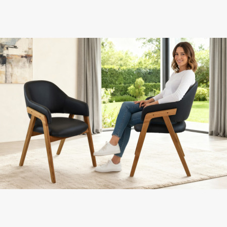 Dubová stolička s podrúčkami, čierna