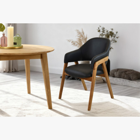 Dubová stolička s podrúčkami, čierna