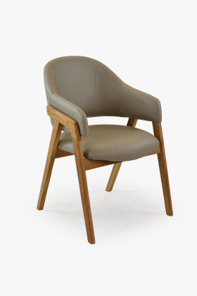 Dubová stolička s podrúčkami, šedo hnedá