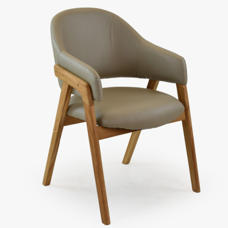 Dubová stolička s podrúčkami, šedo hnedá