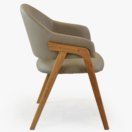 Dubová stolička s podrúčkami, šedo hnedá