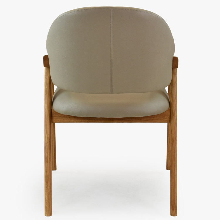 Dubová stolička s podrúčkami, šedo hnedá