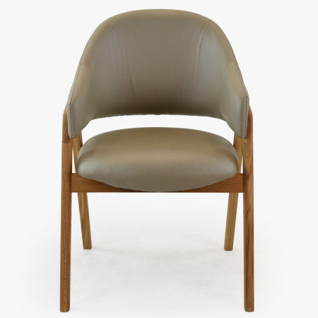 Dubová stolička s podrúčkami, šedo hnedá