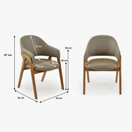 Dubová stolička s podrúčkami, šedo hnedá