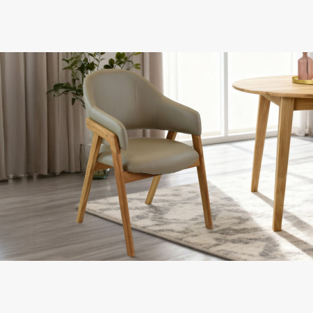 Dubová stolička s podrúčkami, šedo hnedá