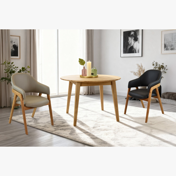 Dubová stolička s podrúčkami, šedo hnedá