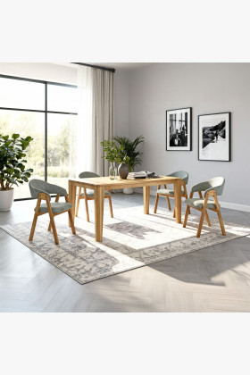 Jídelný stôl z dubového masívu a 4 čalúnené stoličky York & Arco