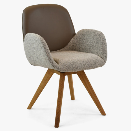 Dubové otočné kresielko, látka + sivohnedá