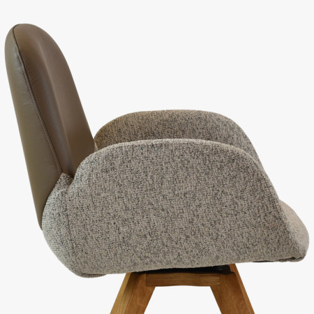 Dubové otočné kresielko, látka + sivohnedá