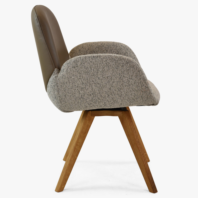 Dubové otočné kresielko, látka + sivohnedá