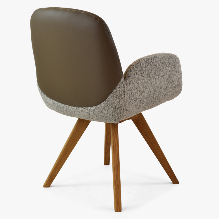 Dubové otočné kresielko, látka + sivohnedá