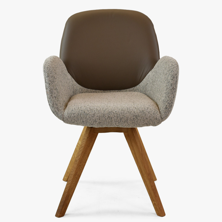 Dubové otočné kresielko, látka + sivohnedá