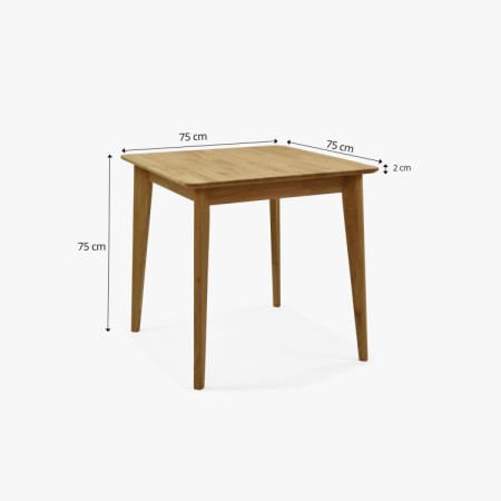 Štvorcový dubový jedálenský stôl do kuchyne so 4 stoličkami z masívneho dreva