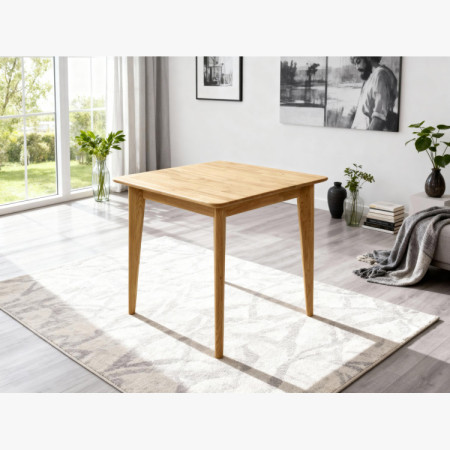 Štvorcový dubový jedálenský stôl do kuchyne so 4 stoličkami z masívneho dreva