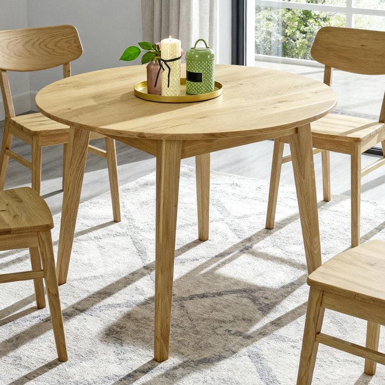 Kulatý jedálenský stôl masív dub, Janov 90 cm