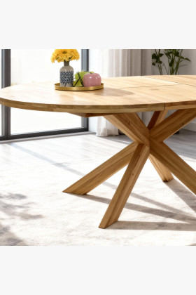 Rozkladací okrúhly stôl z masívu dub, Holger 140 cm 2