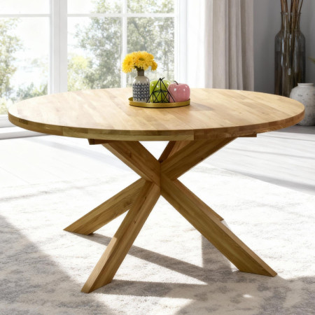 Rozkladací okrúhly stôl z masívneho dubu, Holger 120 cm