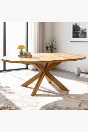 Rozkladací okrúhly stôl z masívneho dubu, Holger 120 cm 2