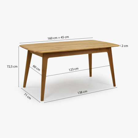 Luxusný dubový stôl 160 x 90 cm s rozkladom