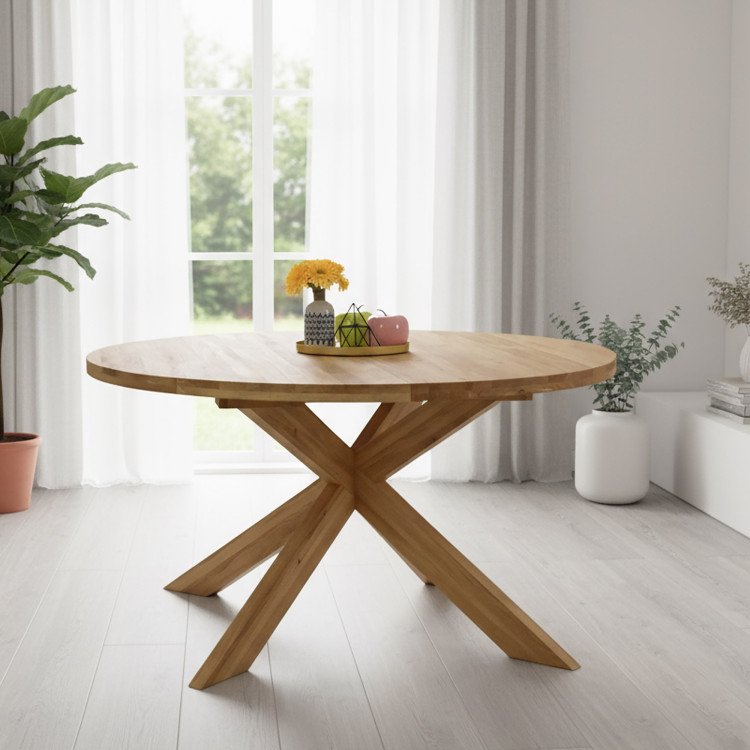 Kruhový rozkladací stôl a 4 stoličky zo dreva