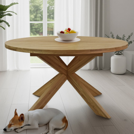 Kruhový rozkladací stôl a 4 stoličky zo dreva