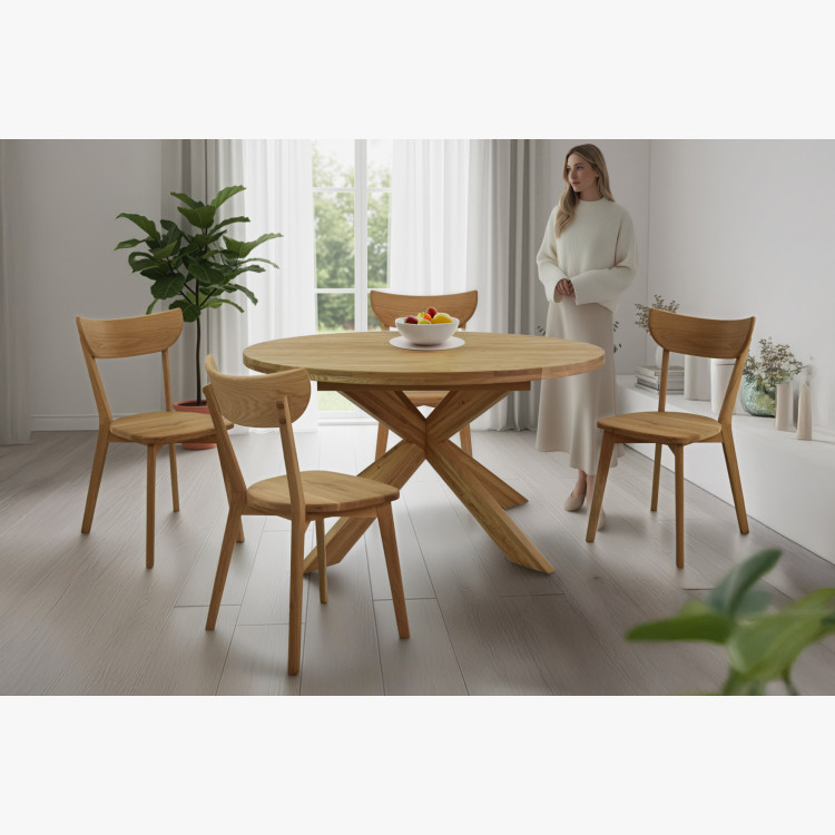 Kruhový rozkladací stôl a 4 stoličky zo dreva