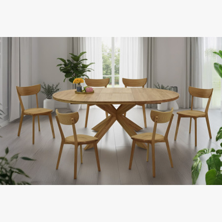 Kruhový rozkladací stôl a 4 stoličky zo dreva
